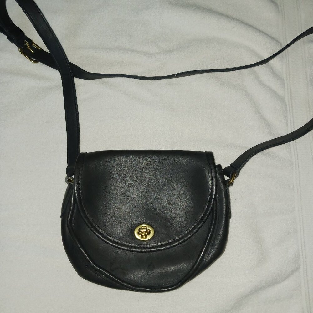 Vintage Coach Watson Black Leather Crossbody Saddlebag Shoulder Bag 9981